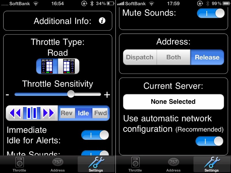 Withrottle setting capture picture